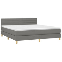 Letto a Molle Materasso e LED Grigio Scuro 160x200cm in Tessuto 3133806