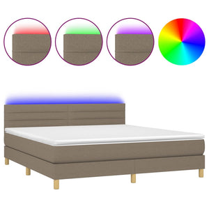 Letto a Molle con Materasso e LED Tortora 180x200 cm in Tessuto 3133817