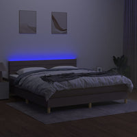 Letto a Molle con Materasso e LED Tortora 180x200 cm in Tessuto 3133817