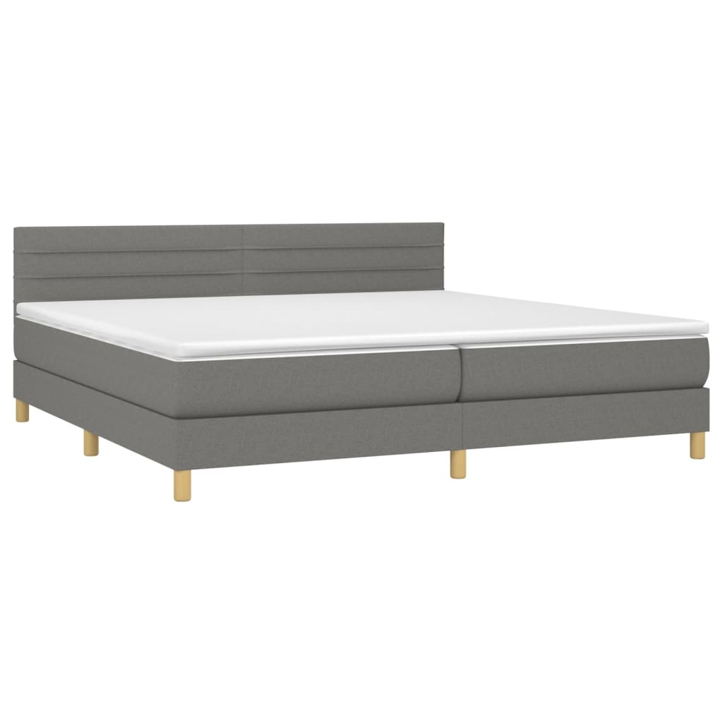 Letto a Molle Materasso e LED Grigio Scuro 200x200cm in Tessuto cod mxl 56847