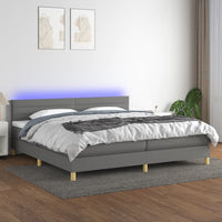 Letto a Molle Materasso e LED Grigio Scuro 200x200cm in Tessuto cod mxl 56847