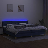 Letto a Molle Materasso e LED Blu 200x200cm in Tessuto cod mxl 55851