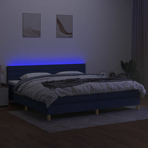 Letto a Molle Materasso e LED Blu 200x200cm in Tessuto cod mxl 55851