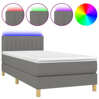 Letto a Molle Materasso e LED Grigio Scuro 80x200 cm in Tessuto cod mxl 56173