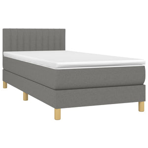 Letto a Molle Materasso e LED Grigio Scuro 80x200 cm in Tessuto cod mxl 56173