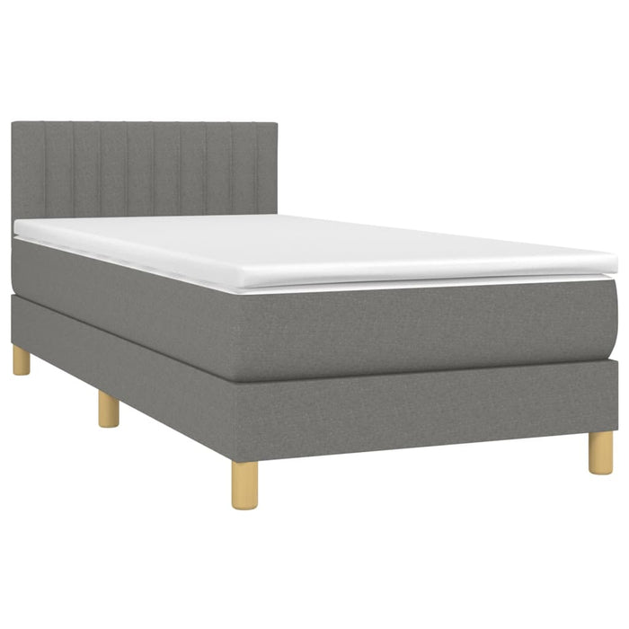 Letto a Molle Materasso e LED Grigio Scuro 80x200 cm in Tessuto cod mxl 56173