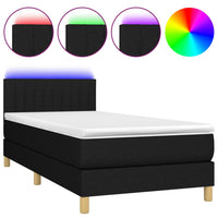 Letto a Molle con Materasso e LED Nero 80x200 cm in Tessuto cod mxl 64538