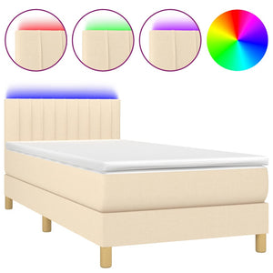 Letto a Molle con Materasso e LED Crema 80x200 cm in Tessuto cod mxl 55573