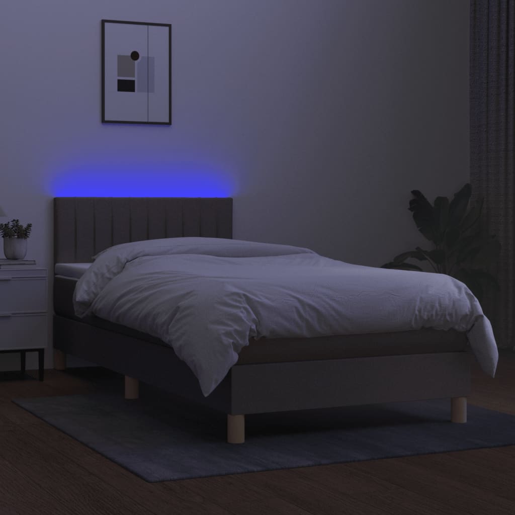 Letto a Molle con Materasso e LED Tortora 90x190 cm in Tessutocod mxl 122773