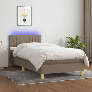 Letto a Molle con Materasso e LED Tortora 90x190 cm in Tessutocod mxl 122773