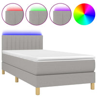 Letto a Molle Materasso e LED Grigio Chiaro 90x200 cm Tessuto cod mxl 63343