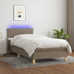 Letto a Molle con Materasso e LED Tortora 100x200cm in Tessutocod mxl 122775