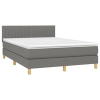 Letto a Molle Materasso e LED Grigio Scuro 140x190cm in Tessuto 3133870