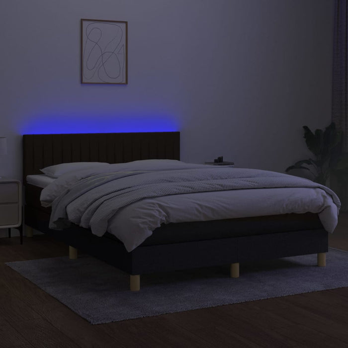 Letto a Molle con Materasso e LED Nero 140x190 cm in Tessuto cod mxl 62325