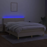 Letto a Molle con Materasso e LED Crema 140x190 cm in Tessuto 3133874