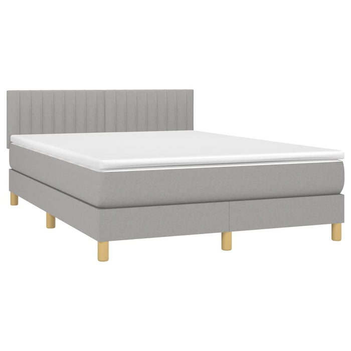 Letto a Molle Materasso e LED Grigio Chiaro 140x200 cm Tessuto 3133877