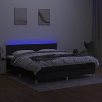 Letto a Molle con Materasso e LED Nero 160x200 cm in Tessuto cod mxl 73271