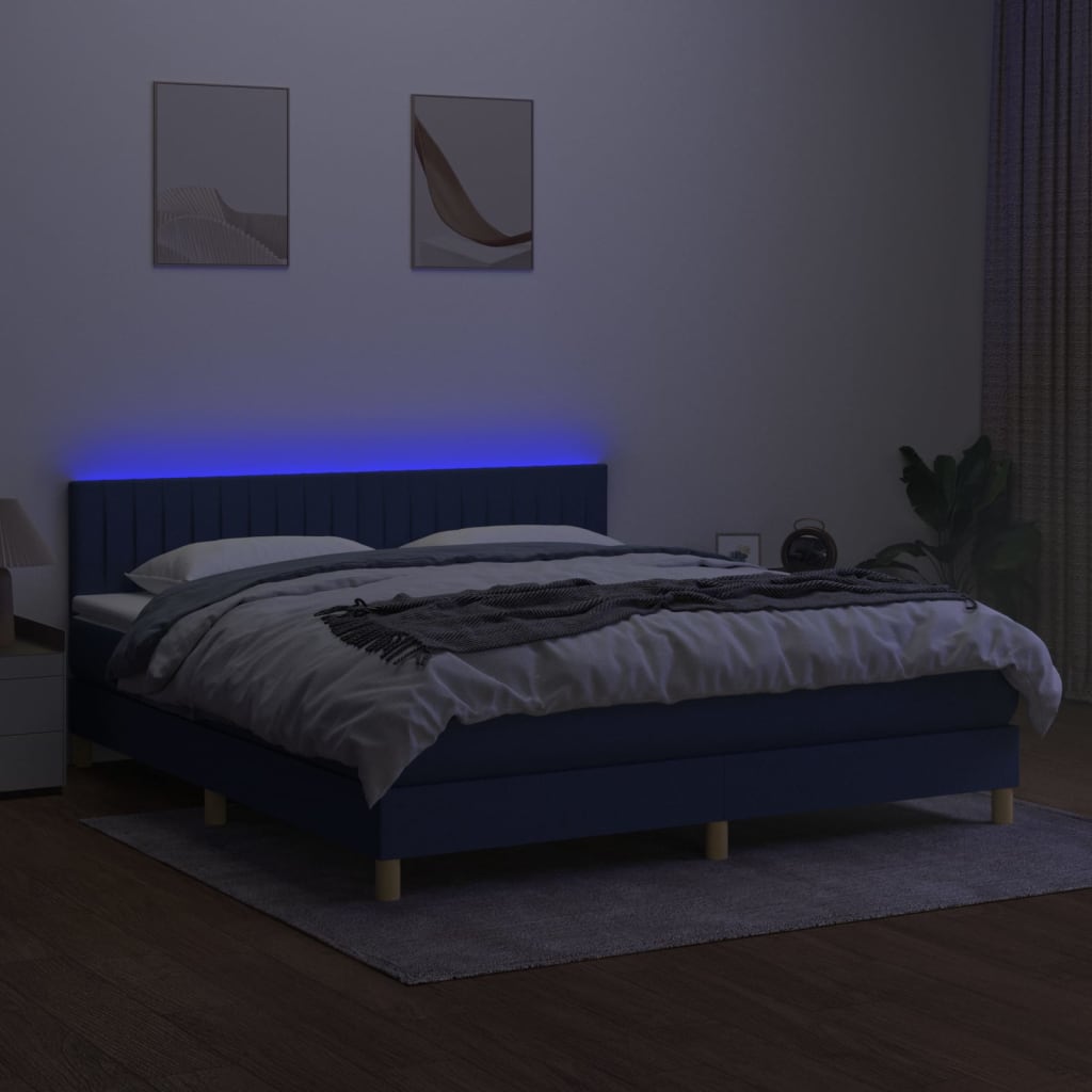 Letto a Molle con Materasso e LED Crema 160x200 cm in Tessuto 3133890