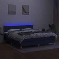 Letto a Molle con Materasso e LED Blu 160x200 cm in Tessuto 3133891