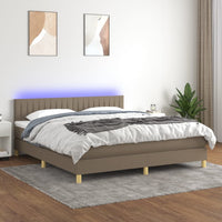 Letto a Molle con Materasso e LED Tortora 180x200 cm in Tessuto cod mxl 60492