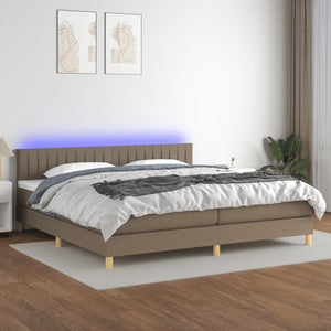 Letto a Molle Materasso e LED tortora 200x200cm in Tessuto 3133905