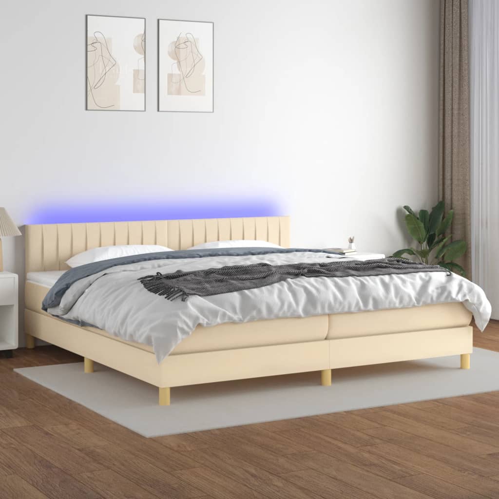 Letto a Molle Materasso e LED bianco 200x200cm in Tessuto 3133906