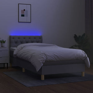 Letto a Molle Materasso e LED Grigio Chiaro 80x200 cm Tessuto 3133909