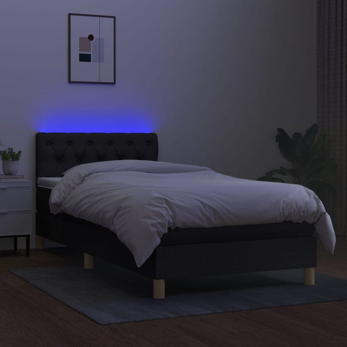 Letto a Molle con Materasso e LED Nero 80x200 cm in Tessuto cod mxl 64526