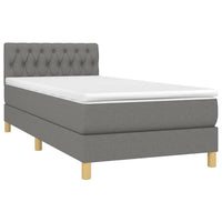 Letto a Molle Materasso e LED Grigio Scuro 90x190 cm in Tessuto 3133918