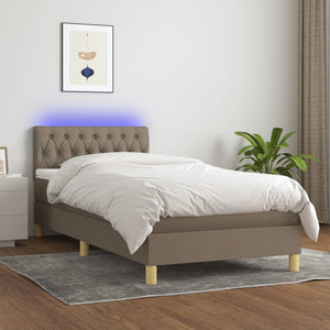 Letto a Molle con Materasso e LED Tortora 90x190 cm in Tessuto 3133921