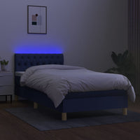 Letto a Molle con Materasso e LED Blu 90x190 cm in Tessuto cod mxl 60496