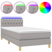 Letto a Molle Materasso e LED Grigio Chiaro 90x200 cm Tessuto cod mxl 63345