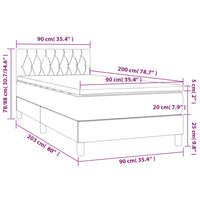 Letto a Molle Materasso e LED Grigio Chiaro 90x200 cm Tessuto cod mxl 63345