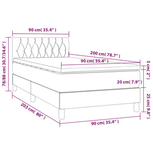 Letto a Molle Materasso e LED Grigio Chiaro 90x200 cm Tessuto cod mxl 63345