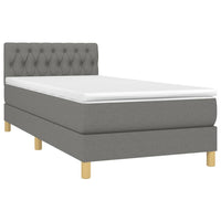 Letto a Molle Materasso e LED Grigio Scuro 90x200 cm in Tessuto 3133926