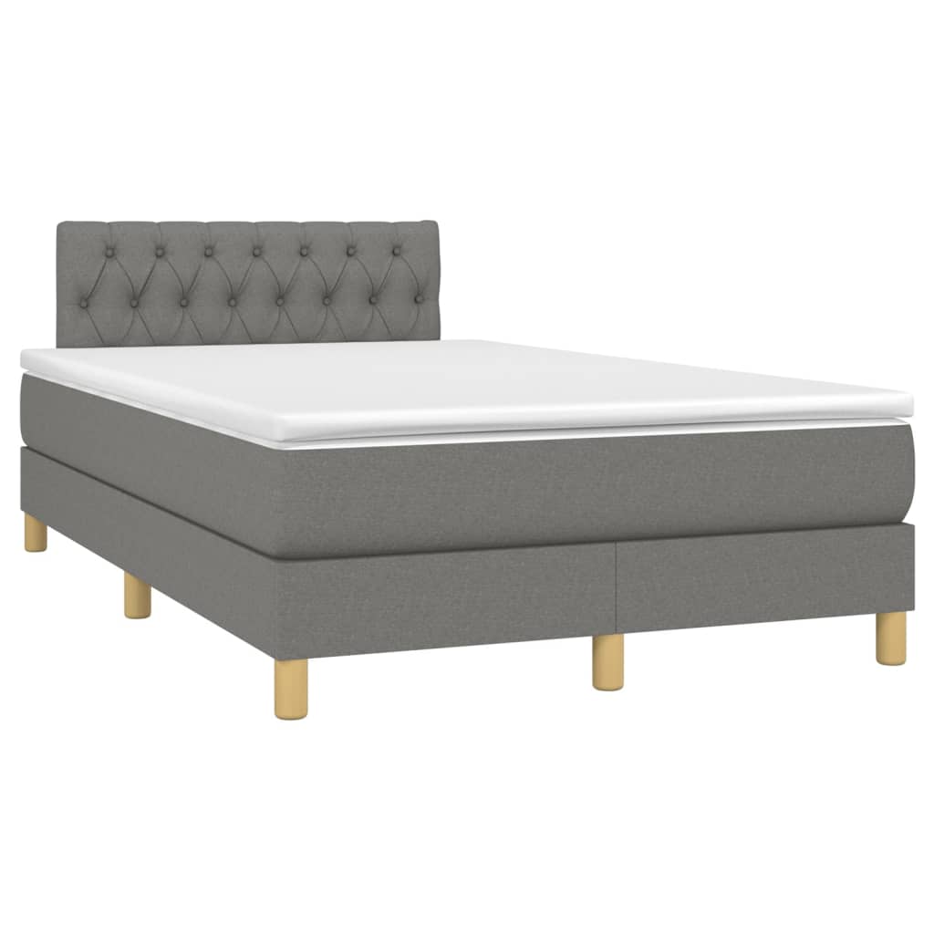 Letto a Molle Materasso e LED Grigio Scuro 120x200cm in Tessuto 3133942