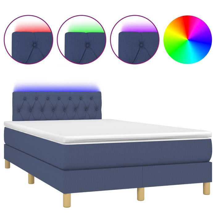 Letto a Molle con Materasso e LED Blu 120x200cm in Tessuto 3133947