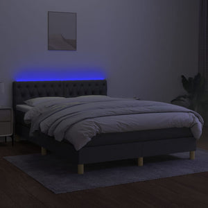 Letto a Molle Materasso e LED Grigio Scuro 140x200cm in Tessuto cod mxl 64592