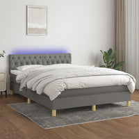 Letto a Molle Materasso e LED Grigio Scuro 140x200cm in Tessuto cod mxl 64592