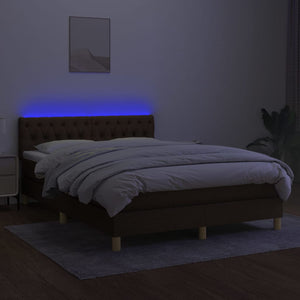 Letto a Molle Materasso e LED Marrone Scuro 140x200 cm Tessuto cod mxl 61434