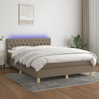 Letto a Molle con Materasso e LED Tortora 140x200 cm in Tessuto 3133961