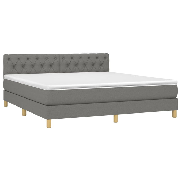 Letto a Molle Materasso e LED Grigio Scuro 160x200cm in Tessuto 3133966