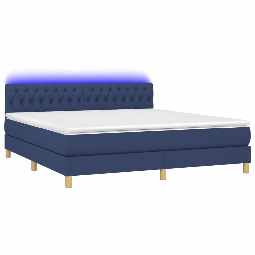 Letto a Molle con Materasso e LED Blu 160x200 cm in Tessuto cod mxl 62345