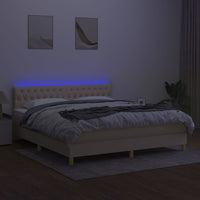 Letto a Molle con Materasso e LED Crema 180x200 cm in Tessuto cod mxl 61924