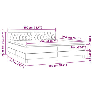 Letto a Molle Materasso e LED Nero 200x200cm in Tessuto cod mxl 60302