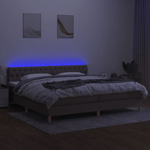 Letto a Molle Materasso e LED tortora 200x200cm in Tessuto 3133985