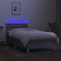 Letto a Molle Materasso e LED Grigio Chiaro 90x200 cm Tessuto cod mxl 63346