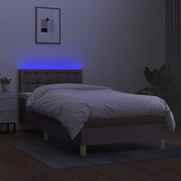 Letto a Molle con Materasso e LED Tortora 90x200 cm in Tessuto 3134009