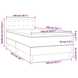 Letto a Molle con Materasso e LED Crema 100x200cm in Tessuto 3134018