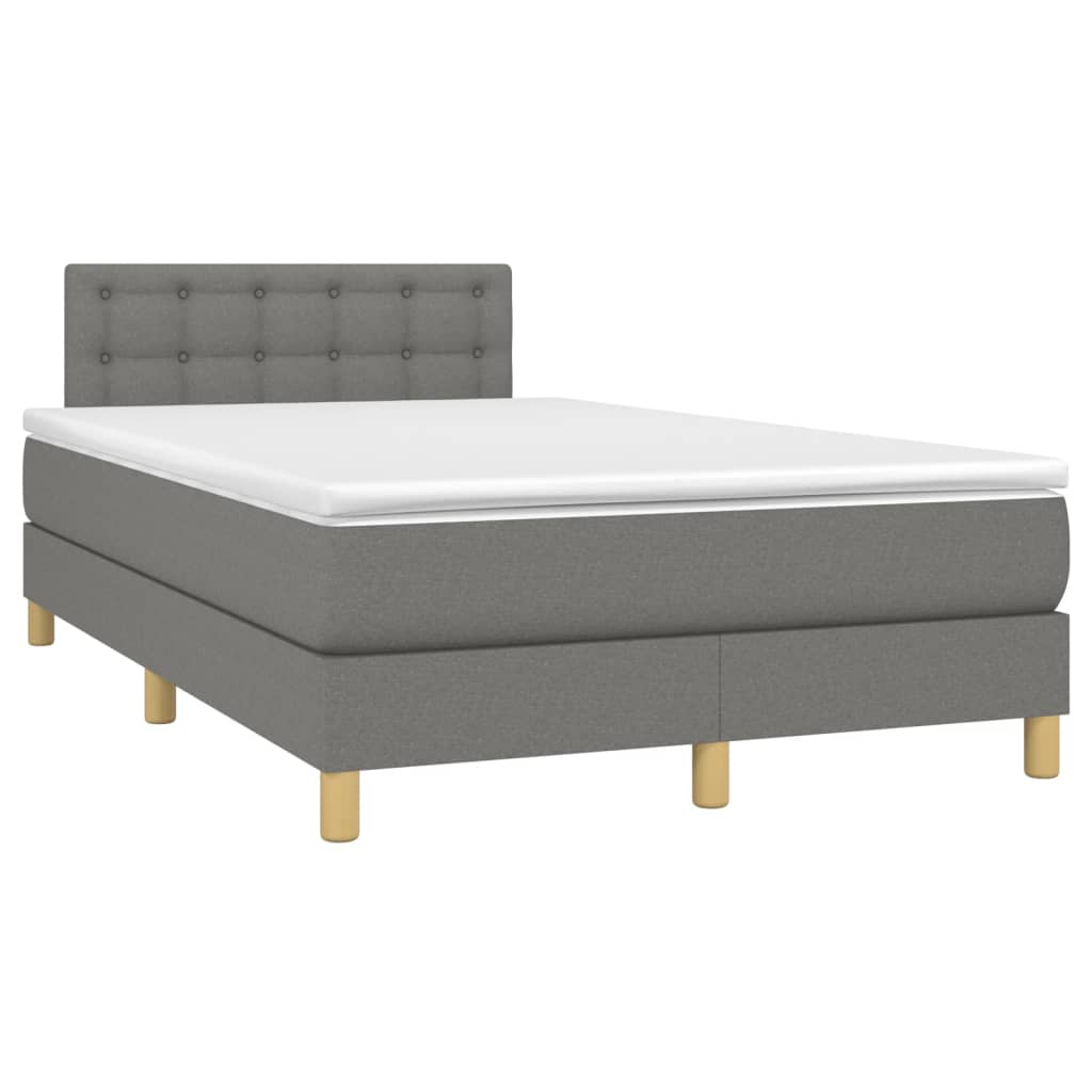 Letto a Molle Materasso e LED Grigio Scuro 120x200cm in Tessuto  cod mxl 58789